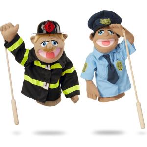 imageMelissa ampamp Doug Rescue Puppet Set  Police Officer and FirefighterPolice Officer and Firefighter