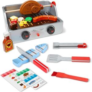 imageMelissa ampamp Doug Rotisserie and Grill Wooden Barbecue Play Food Set 24 pcs