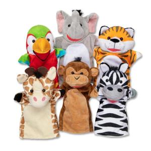 imageMelissa ampamp Doug Safari Buddies Hand Puppets Set of 6 Elephant Tiger Parrot Giraffe Monkey Zebra Soft Plush Puppet Stuffed Animals Pretend Play Toddler Toys for Girls ampamp Boys 2