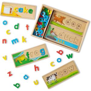 imageMelissa ampamp Doug See ampamp Spell Wooden Educational Toy with 8 DoubleSided Spelling Boards and 64 Letters Preschool Learning Activities See ampamp Spell Learning Toys for Kids Ages 4English