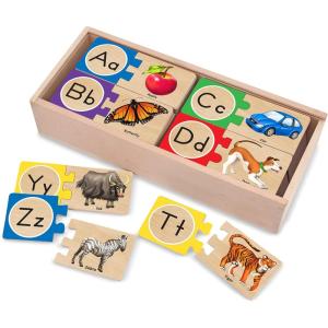 imageMelissa ampamp Doug SelfCorrecting Alphabet Wooden Puzzles with Storage Box 52 pcs ABC Puzzles Wooden Alphabet Puzzle for Kids Ages 4