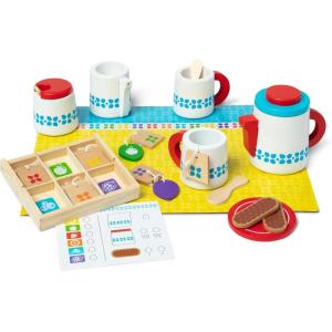 imageMelissa ampamp Doug Smoothie Maker Working Pretend Play Blender Set with Toy Food ampamp Play Kitchen Accessories Preschool Learning Toys for Girls ampamp Boys 3Wooden Steep  Serve Tea Set