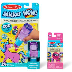 imageMelissa ampamp Doug Sticker Wow 24Page Activity Pad and Sticker Stamper 300 Stickers Arts and Crafts Fidget Toy Collectible Character  Dinosaur Creative Play Travel Toy for Girls and Boys 3Glitter Unicorn