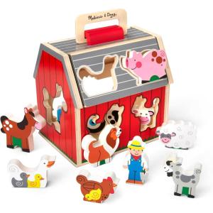 imageMelissa ampamp Doug TakeAlong Wooden Toy Barn 11Pc Portable Toddler Playset with Farm Animals ampamp PopUp Roof Preschool Learning Toys for Girls ampamp Boys 2TakeAlong SortingBarn Toy