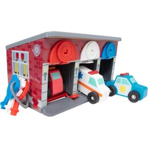 imageMelissa ampamp Doug Toy Keys and Cars Wooden Rescue Vehicles and Garage 7 pcs Toddler Pull Back Toys Toy Garage for Kids Ages 3