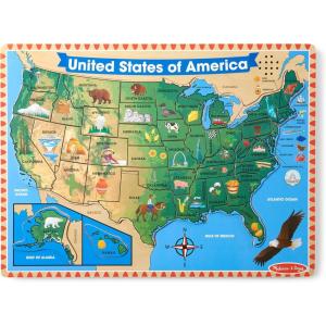 imageMelissa ampamp Doug USA Map Sound Puzzle  Wooden Puzzle with Sound Effects 40 pcs