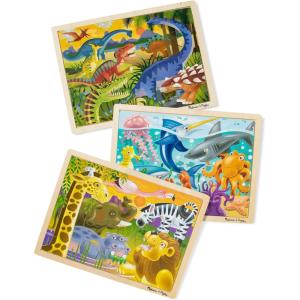 imageMelissa ampamp Doug Under The Sea Ocean Animals Wooden Jigsaw Puzzle with Storage Tray 24 pcsBundle Dinosaurs  Safari  Under the Sea