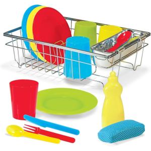 imageMelissa ampamp Doug Wash and Dry Dish Set  24 Pieces Kids Play Dishes Play Kitchen Accessories Toy Dishes for Kids Kitchen Ages 3Dish Set