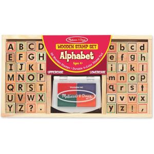 imageMelissa ampamp Doug Wooden Alphabet Stamp Set  56 Stamps with LowerCase and Capital Letters Preschool Writing Toys ABC Stamps Kids Arts ampamp Crafts Letter for Kids Ages 4