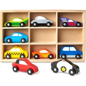 imageMelissa ampamp Doug Wooden Cars Vehicle Set in Wooden Tray