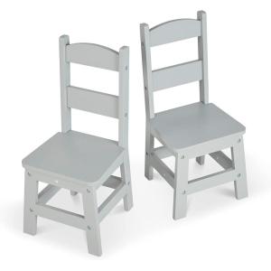 imageMelissa ampamp Doug Wooden Chairs Set of 2  White Furniture for PlayroomGrey
