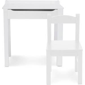 imageMelissa ampamp Doug Wooden Childs LiftTop Desk ampamp Chair  White Play Desk and Chair Set for Toddlers and Kids Ages 3