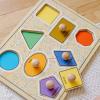 imageMelissa ampamp Doug Deluxe Jumbo Knob Wooden Puzzle  Geometric Shapes 8 pcs