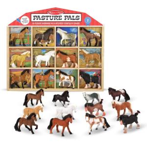 imageMelissa ampamp Doug Pasture Pals  12 Collectible Horses with Wooden BarnShaped CrateEnglish Only