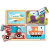 imageMelissa ampamp Doug Natural Play Wooden Puzzle Ready Set Go Four 4Piece Vehicle Puzzles
